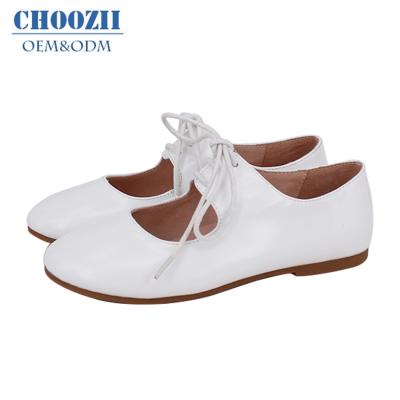 China Choozii Custom Made Premium Genuine Leather Anti-slippery Mary Jane Girls Unique Lace Shoes Flat Stylish Shoes for sale