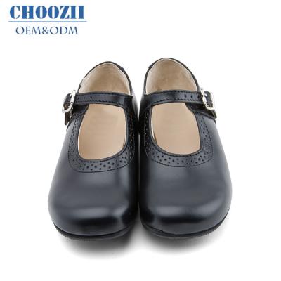 China Choozii Mary Jane Flats Premium Leather Kids Shoes Girl's Stylish Shoes Anti-slippery Black School Shoes For Children for sale