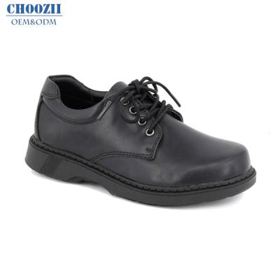 China Choozii Wholesale Anti-slippery Lace Up Black Leather Boy Casual Kids Shoes Children School Shoes for sale