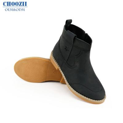 China Western Cowboy Children Winter Black Leather Flat Anti-slippery for Kids Girls Children Ankle Boots for sale