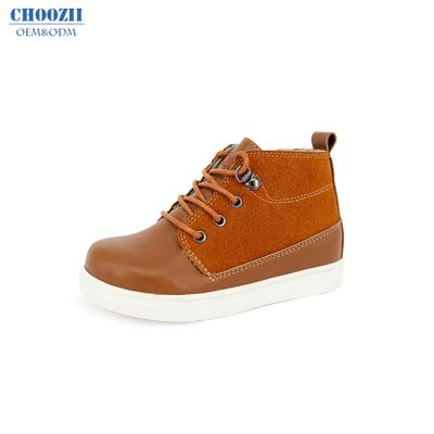 China 2019 Newest Sale Choozii OEM Style Children Kids Leather Causal Boys Sneakers High Top Anti-slippery Shoes With Logo Customized for sale