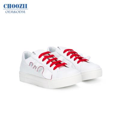 China Choozii Wholesale Custom Anti-slippery Logo Design Fashion White Leather kids casual light kids school sports sneakers for girls for sale