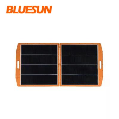 China Bluesun Glass Portable Folding Solar Panel 12v 24v DC 100w 110w 120w 130w 150w Solar Panel Kit PWM Controller for sale