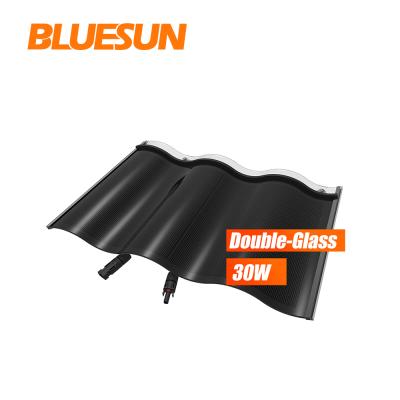 China Bluesun Solar Panel 30w Roof Tiles Mounting Solar Photovoltaic Roof Tiles System 500*718*41mm for sale