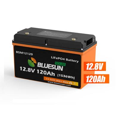 China Household Appliances Bluesun 1.536kwh 12.8V 120A LiFePO4 Maintenance Free Battery for sale