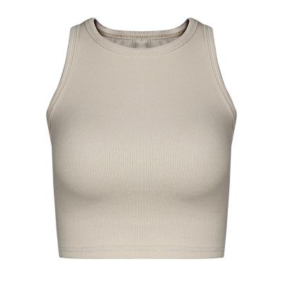 China Breathable custom ladies spaghetti strap white ribbed womens fitness gym crop top tank activewear sleeveless workout sexy women's tank tops for sale