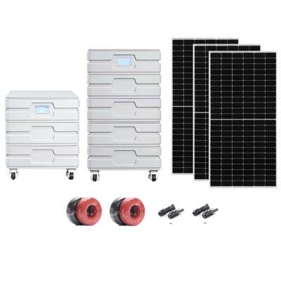 China 7KW AC110V Home Output 12KWh LiFePO4 Off Grid Stacked Solar Power System Hybrid Solar System For Home for sale