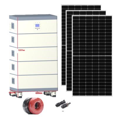 China Home 5KW 10KW Stacked Off Grid Energy System LiFePO4 Battery Hybrid Solar Power System For Home for sale