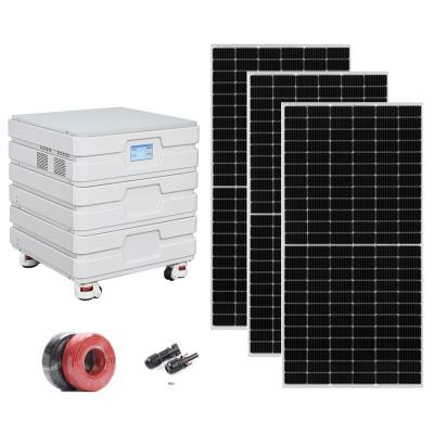 China Home 5KW Off Grid Solar Power Panel Solar System Stacked Solar Power System With Battery Inverter For Home for sale