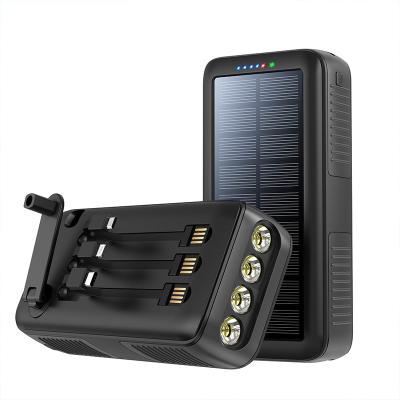 China Type C 30000mah Power Bank Hand Spin Charging Power Supply Outdoor Solar Charging Backup Power Bank for sale