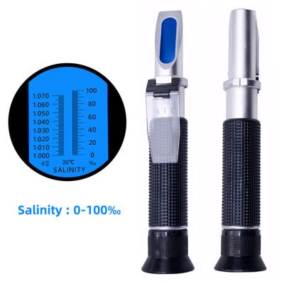 China 0-100% Plastic Box Salinity Meter Seawater Aquarium Salinity Tester 0-100 Handheld Portable Salt Range 1.000-1.070SG Refractometer for sale