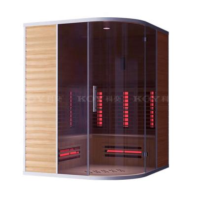 China Computer control panel sauna room 2&3 person hotel sauna room solid wood far infrared cabin for sale for sale