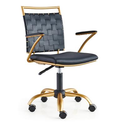 China Cheap Factory Direct Morden Office Computer Desk Chair Golden Color PU Adjustable Leather Executive for sale