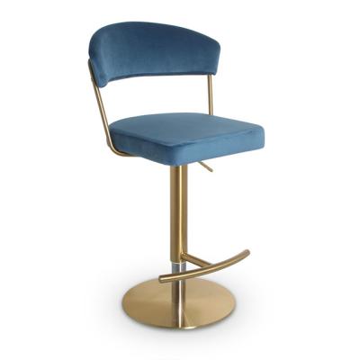 China Foshan Modern Gold Velvet Modern Luxury Bar Stool Chairs Cafe Gold Swivel Stainless Steel Bar Stool for sale