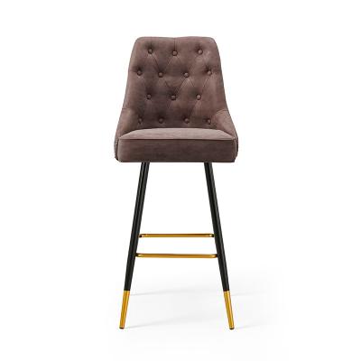 China Regular modern gold color adjustable brown high chair for bar table stainless steel bar stool for sale