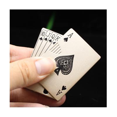 China Funny Jet Torch Lighter Toys Turbo Playing Cards Metal Lighter Windproof Modern Creative Metal Lighter For Men Smoking Accessories for sale