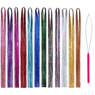 China Extensions Kit Glitter Hair Extensions Hair Accessories for Party Halloween Cosplay Christmas New Year 47 Inch Extension Braid Hair for sale