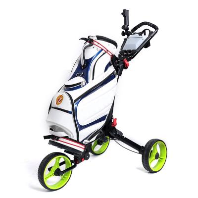 China Wholesale China Golf Equipment 3 Wheel Golf Trolley Cart Bags Max Silver USB Set Umbrella Cup Accessory ZHE for sale