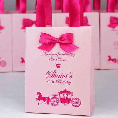 China Custom Reusable Logo Fashion Pink Reusable Fidget Bag Recyclable Gifts For Kids Birthday Paper Bags Party School for sale