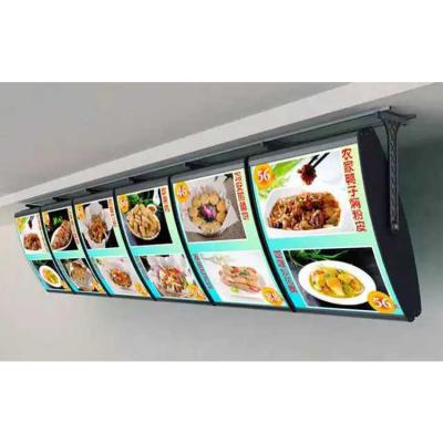 China Factory Price Plastic Curved Hanging Led Advertising Light Boxes Restaurant Menu Boards for sale