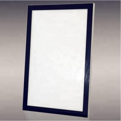 China Super Thin Simple Aluminum Hotel Side Poster LED Black Magnetic Edge And Ribbon Frame Light Box for sale