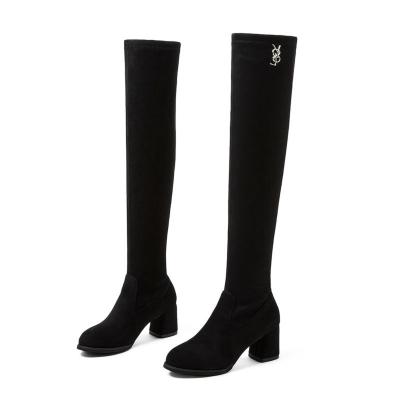 China Winter Solid Thigh High Booties Women Stunning Heels Shoes High Over Waterproof Long Low Boots for sale