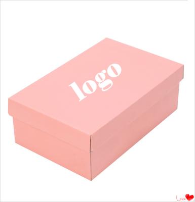 China Recycled Materials Wholesale Luxury Pink Color Customized Paper Shoe Box With Logo For High Heel Shoes for sale