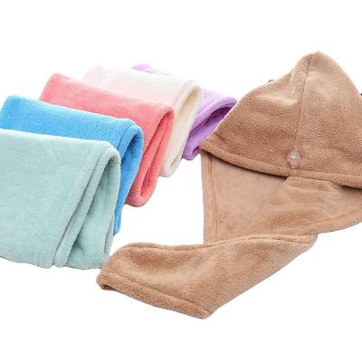 China QUICK DRY Microfiber Towel Spa Hair Wrap With Loop Button Head Turban Drying Hat for sale