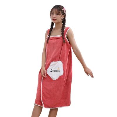 China Viable Women Multifunctional Bath Robe Quick Drying Body Wrap Cotton Towel Soft Wearable Skirt for sale