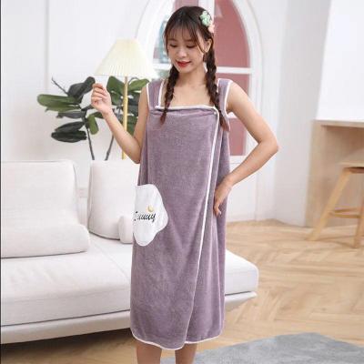 China Sexy Wearable Microfiber Bath Towel Women Bath Robe Wearable Towel for sale