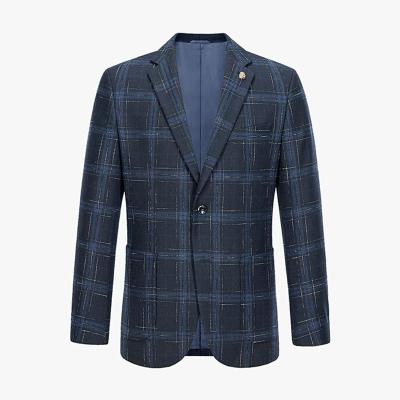 China 2022 65% Polyester Fiber Sheep Wool 13% Viscose 18% Hot Sales Fashion Design Mens Suit Blazer Suit Business Sets Solid Color Slim Blazer for sale