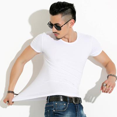 China Other Summer Men's Short Sleeve T-shirt Solid Color Basing Shirt Men's White T-shirt Neck Solid Color Half-Sleeve Thin Round Top for sale