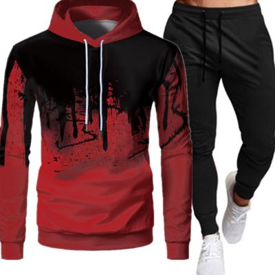 China Fashion Breathable Casual Sportswear Hooded And Pant Sweater Men Tracksuit Two Piece Set Set for sale