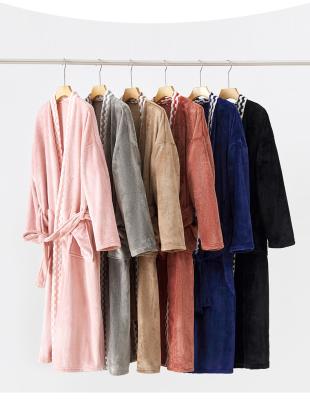 China Wholesale Hotel 100% Cotton Women's Bathrobes Free Sample Cotton Coral Fleece Bathrobe Custom Badjas for sale