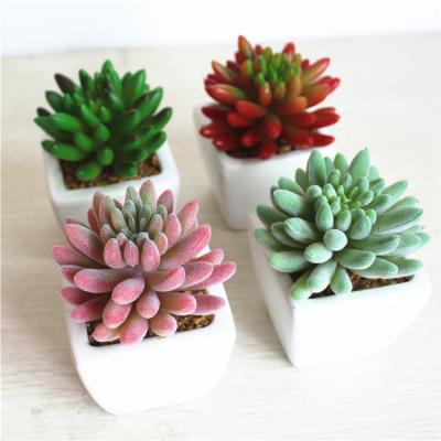 China Wholesale Small Size Artificial Home Decor Plants Succulents Pots For Office Decoration for sale