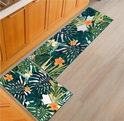 China Beautiful Design High Quality Waterproof Printed Polyester Fiber Material Floor Mat For Kitchen for sale