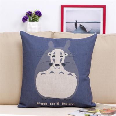 China Amazon viable hot sale custom design cute totoro printed 45*45 cm linen material pillowcase for sofa for sale