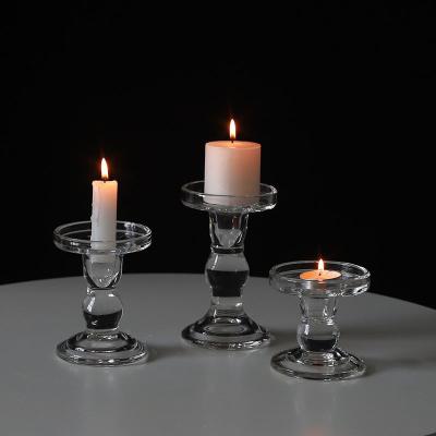 China Morden New Modern Clear Crystal Glass Candle Holder Stand Wedding Decoration Taper Decorating Glass Crystal Candle Holders for sale