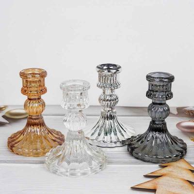 China Morden Crystal Clear Candle Holders Romantic home wedding decoration taper decorate glass candle holder for sale