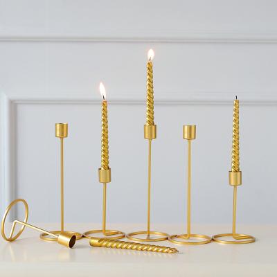 China Morden Gold Long Stick Floor Tall Rustic Wedding Decorative Metal Candle Holders for sale