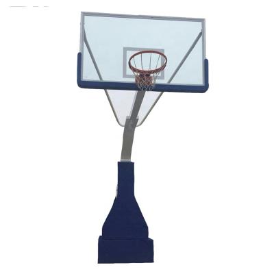 China Fiberglass Indoor Portable Manual Basketball Hoop Holder Hydraulic Basketball Post for sale