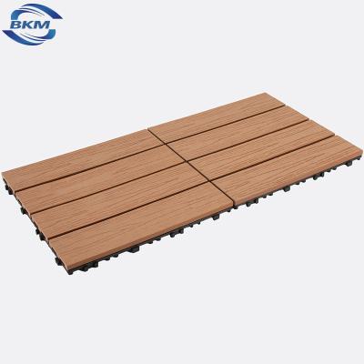 China Modern Waterproof Outdoor Texture Backyard Garden Co-extrusion Wood WPC Interlocking Composite Deck Tile for sale