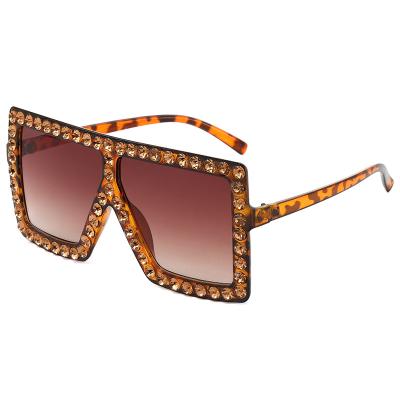 China Luxury Oversized Sunglasses New Square Glass PC Rhinestones for sale