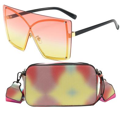 China Large capacity the latest ladies color shoulder bag and women's sunglasses set for sale