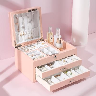 China Multifunctional Jewelry Storage Jewelry Organizer Storage Oem Pu Leather Jewelry Storage Box Organizer for sale