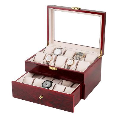 China Luxury Watch Storage Case Wooden Watch Case OEM Watch Storage With Glass Cover for sale