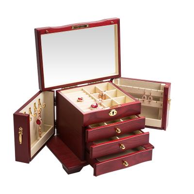 China Vintage Sustainable Design Wooden Jewelry Case OEM Large Capacity Gift Jewelry Case Storage for sale