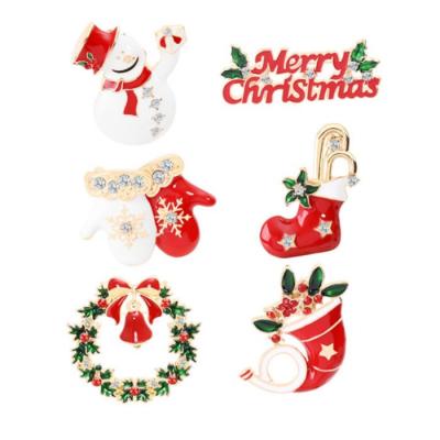 China Europe Christmas Design Diamond Badge Metal Christmas Lapel Pins Pretty for sale