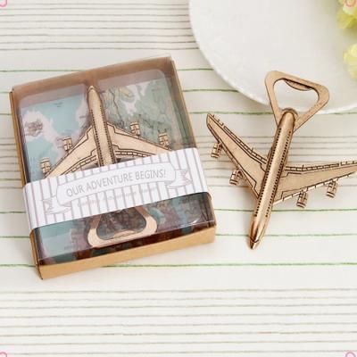 China Beer Opener Wedding Gifts Customize Gold Airplane Bottle Opener for sale