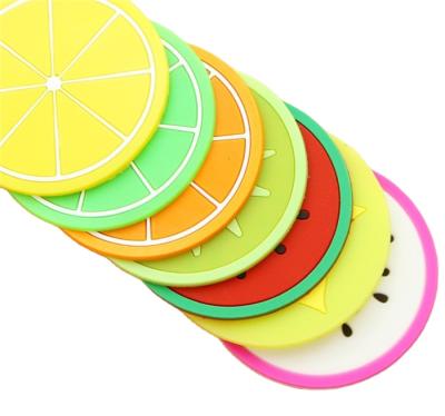 China Sustainable Modern Fruits Designs Mold PVC Silicone Cup Coaster for sale